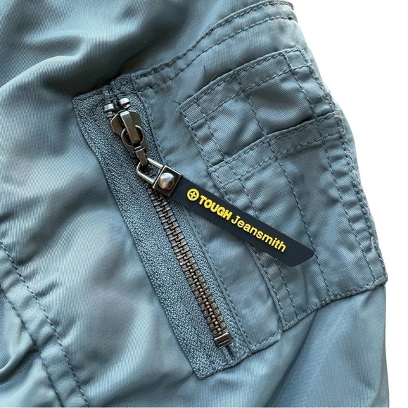 Tough Jeansmith Lightweight Nylon Zip Bomber Flight Jacket Blue-Gray Size Small - Picture 5 of 9